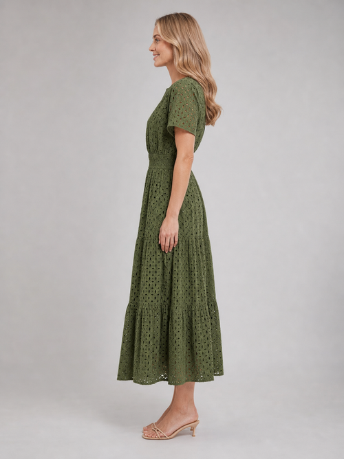 Posy Eyelet Midi Dress | Women's A-Line Tiered Summer Dress