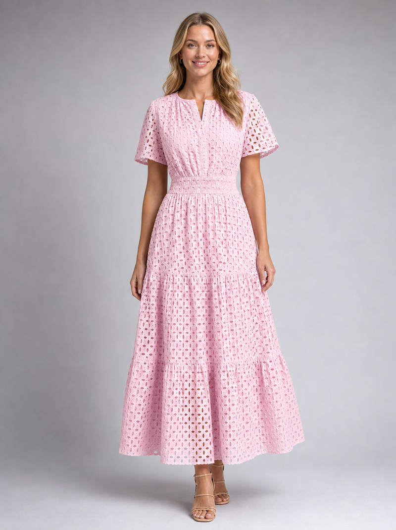 Posy Eyelet Midi Dress | Women's A-Line Tiered Summer Dress