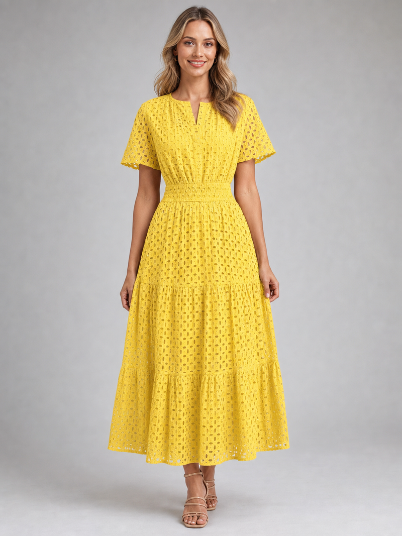 Posy Eyelet Midi Dress | Women's A-Line Tiered Summer Dress