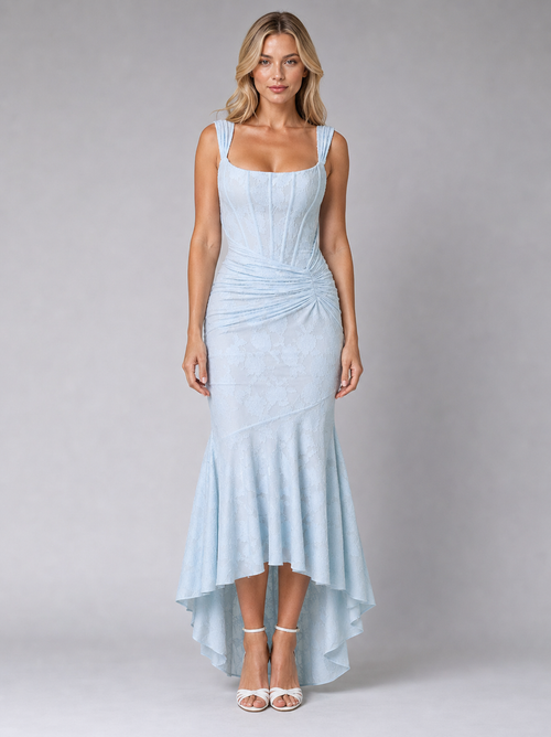 Vivienne Lace Midi Dress | Women's Ruched Sculpted Bodycon Dress