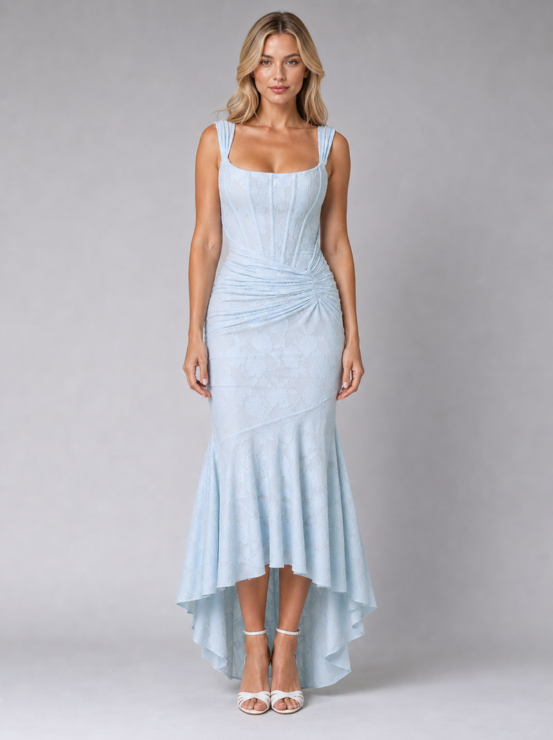 Vivienne Lace Midi Dress | Women's Ruched Sculpted Bodycon Dress