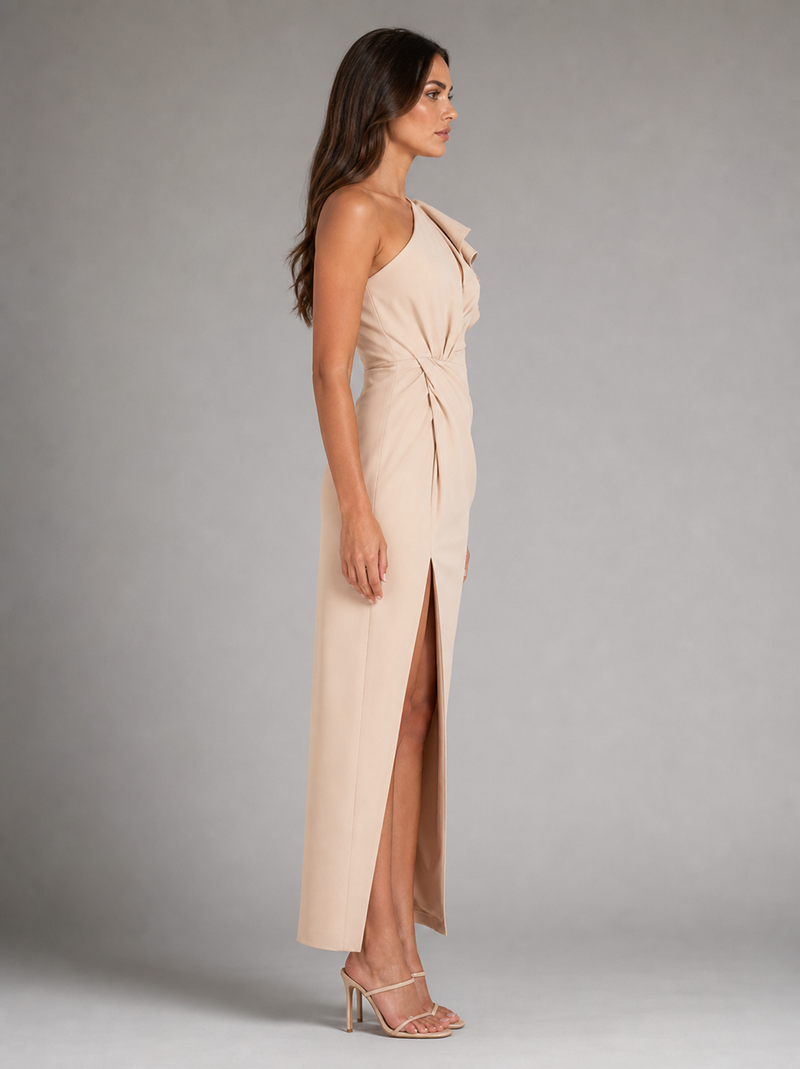 Océane One-Shoulder Midi Dress | Women's Ruffle Side-Slit Dress