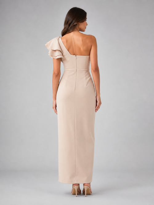 Océane One-Shoulder Midi Dress | Women's Ruffle Side-Slit Dress