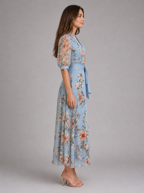 Amaya Floral Wrap Maxi Dress | Women's Tie-Waist Occasion Dress