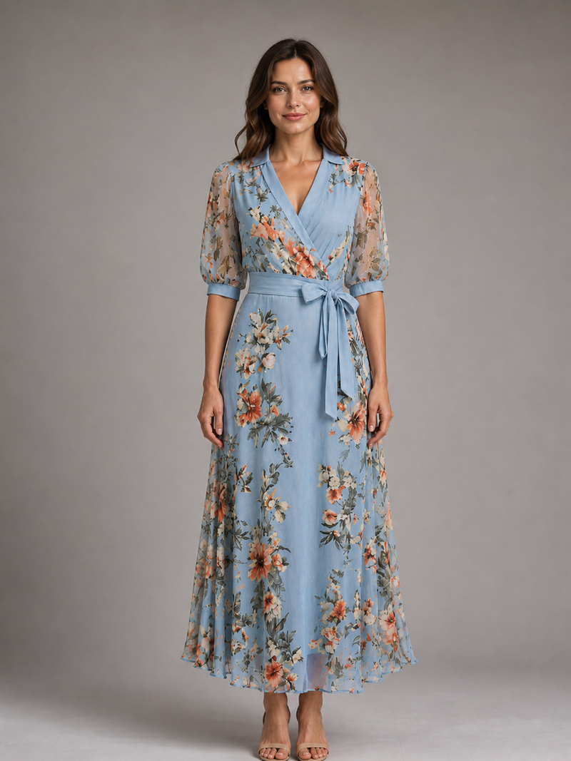 Amaya Floral Wrap Maxi Dress | Women's Tie-Waist Occasion Dress