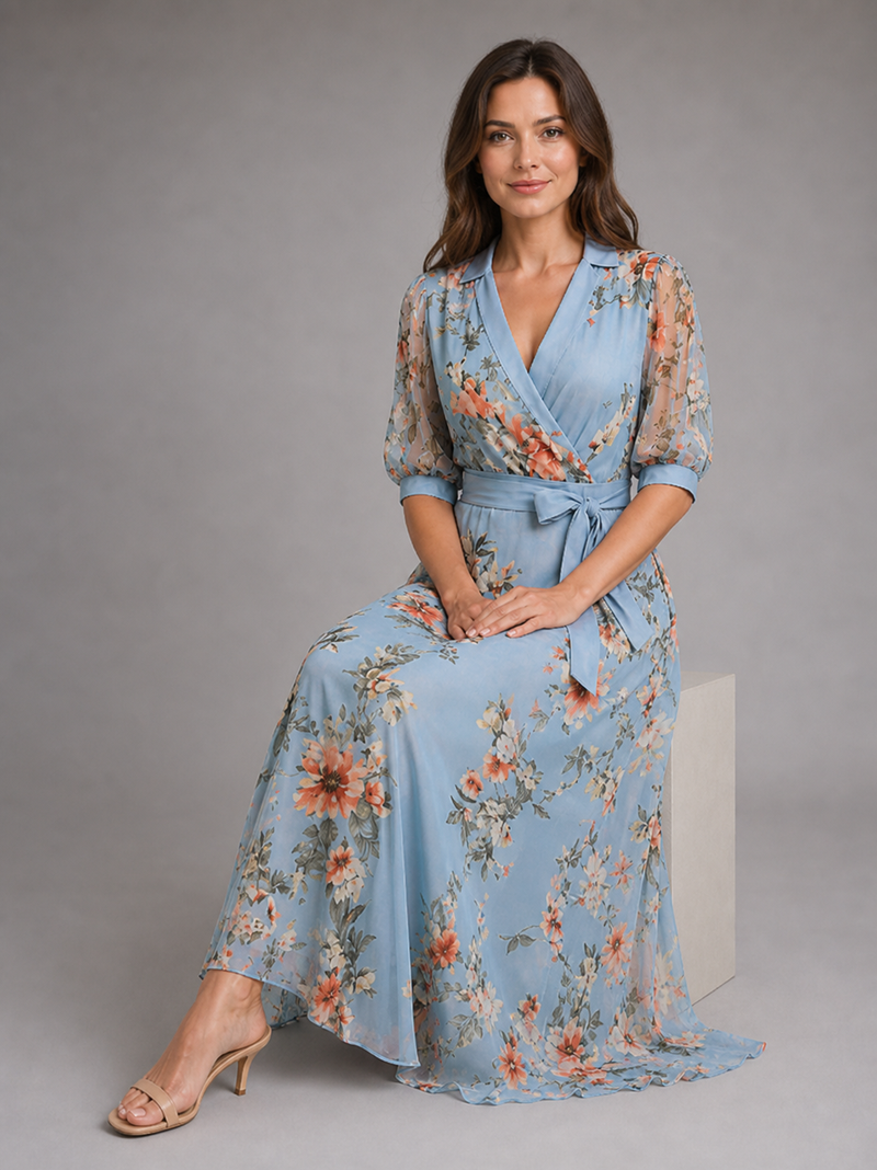 Amaya Floral Wrap Maxi Dress | Women's Tie-Waist Occasion Dress