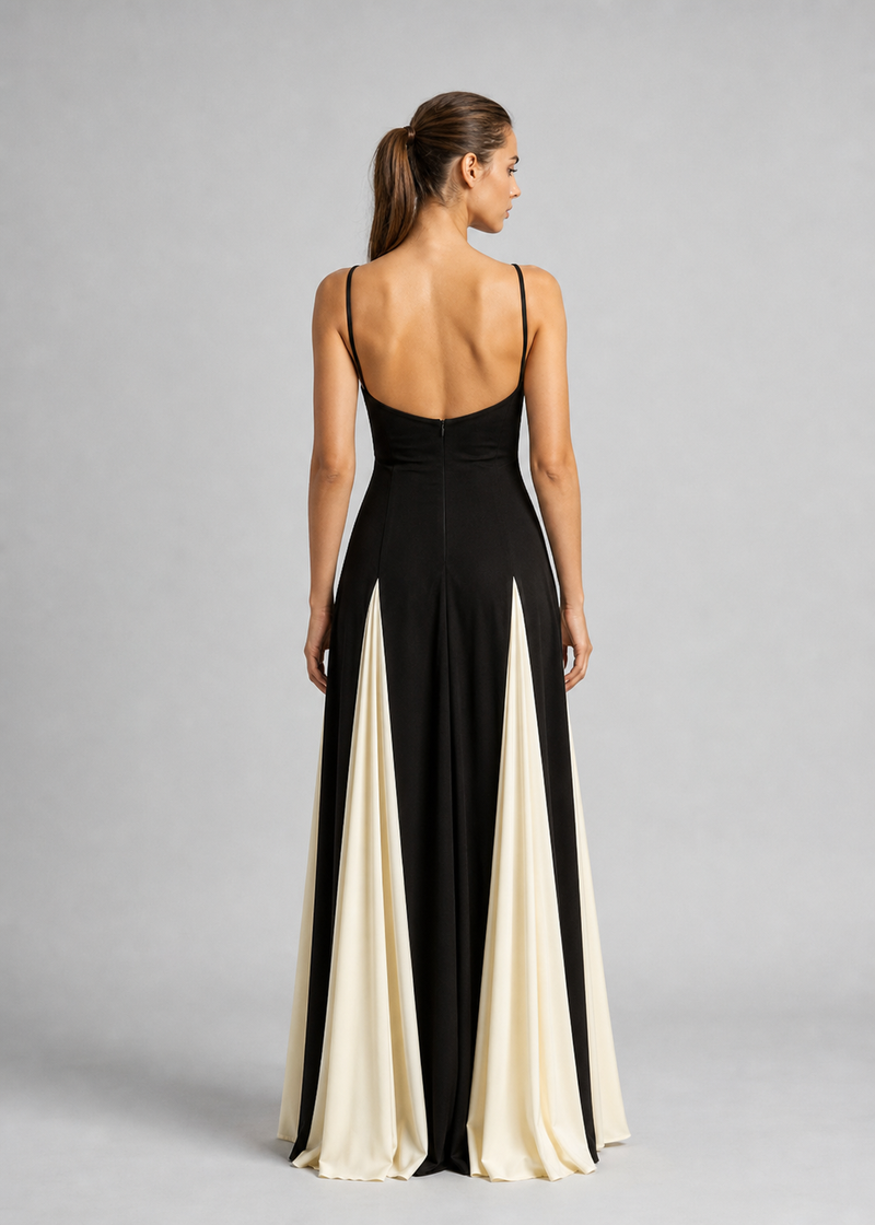 Delphine Maxi Cocktail Dress | Women's Sculpted Contrast Dress