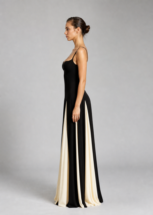 Delphine Maxi Cocktail Dress | Women's Sculpted Contrast Dress