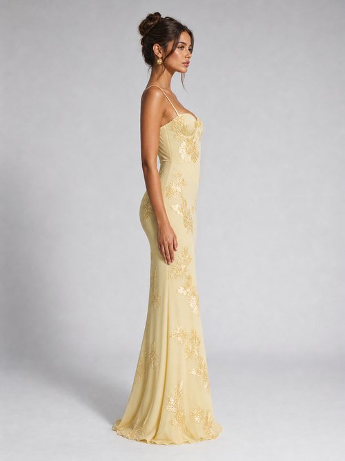 Colette Floral Corset Maxi Dress | Women's Embroidered Occasion Dress
