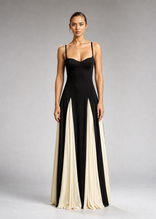 Delphine Maxi Cocktail Dress | Women's Sculpted Contrast Dress in Black/White