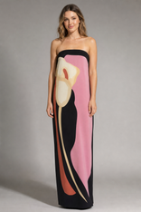 Mireille Strapless Maxi Dress | Women's Sculpted Bandeau Dress in Pink