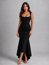 Anouk Corset Maxi Dress | Women's Fishtail Floral Occasion Dress in Black