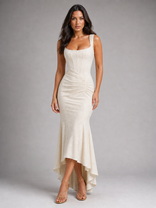 Anouk Corset Maxi Dress | Women's Fishtail Floral Occasion Dress in White