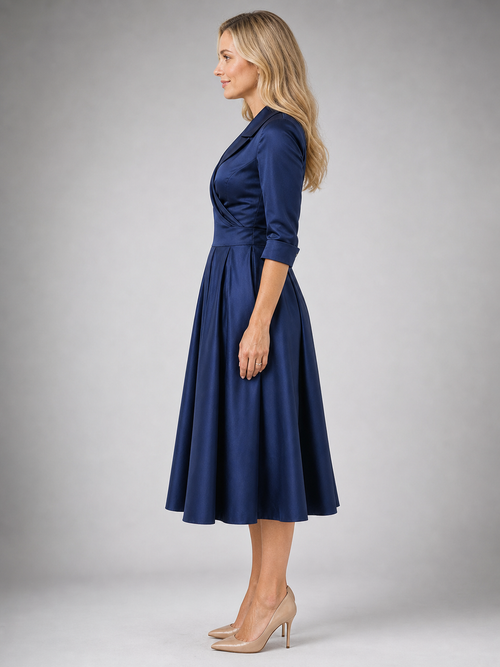 Elise Wrap Midi Dress | Women's Draped Side-Pocket Occasion Dress