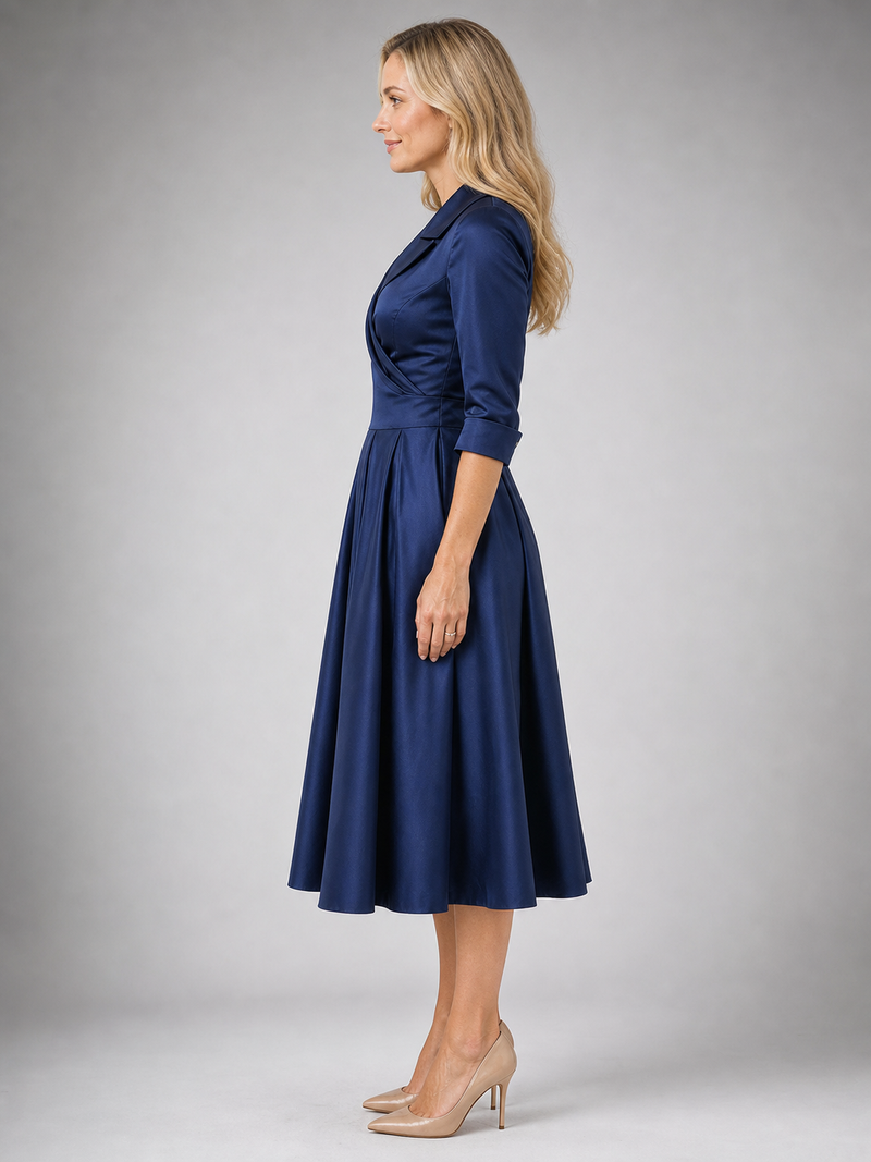 Elise Wrap Midi Dress | Women's Draped Side-Pocket Occasion Dress