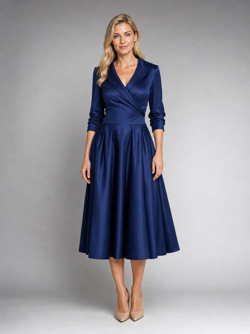 Elise Wrap Midi Dress | Women's Draped Side-Pocket Occasion Dress