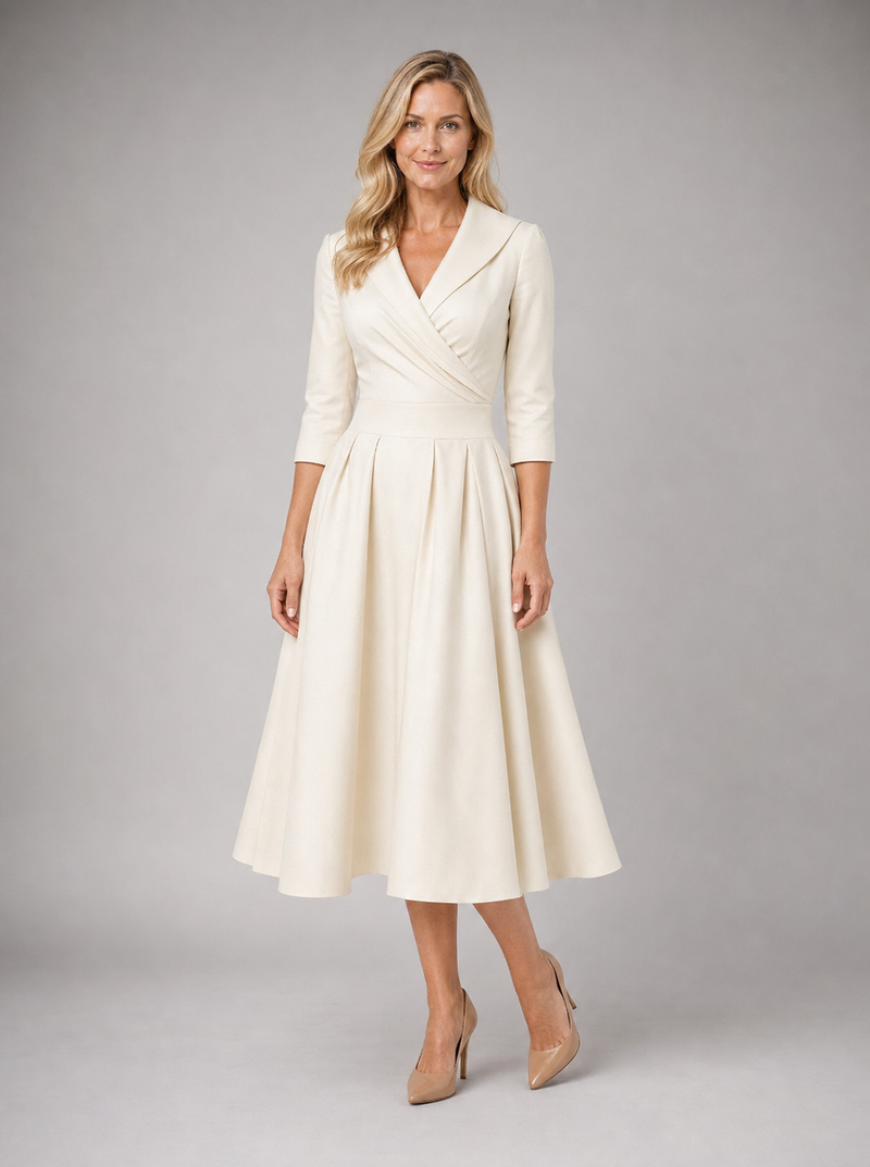 Elise Wrap Midi Dress | Women's Draped Side-Pocket Occasion Dress