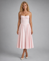 Valeria Floral Corset Midi Dress | Women's Wedding-Guest Dress in Pink