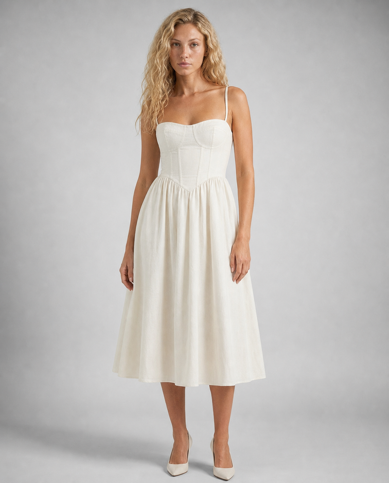 Valeria Floral Corset Midi Dress | Women's Wedding-Guest Dress