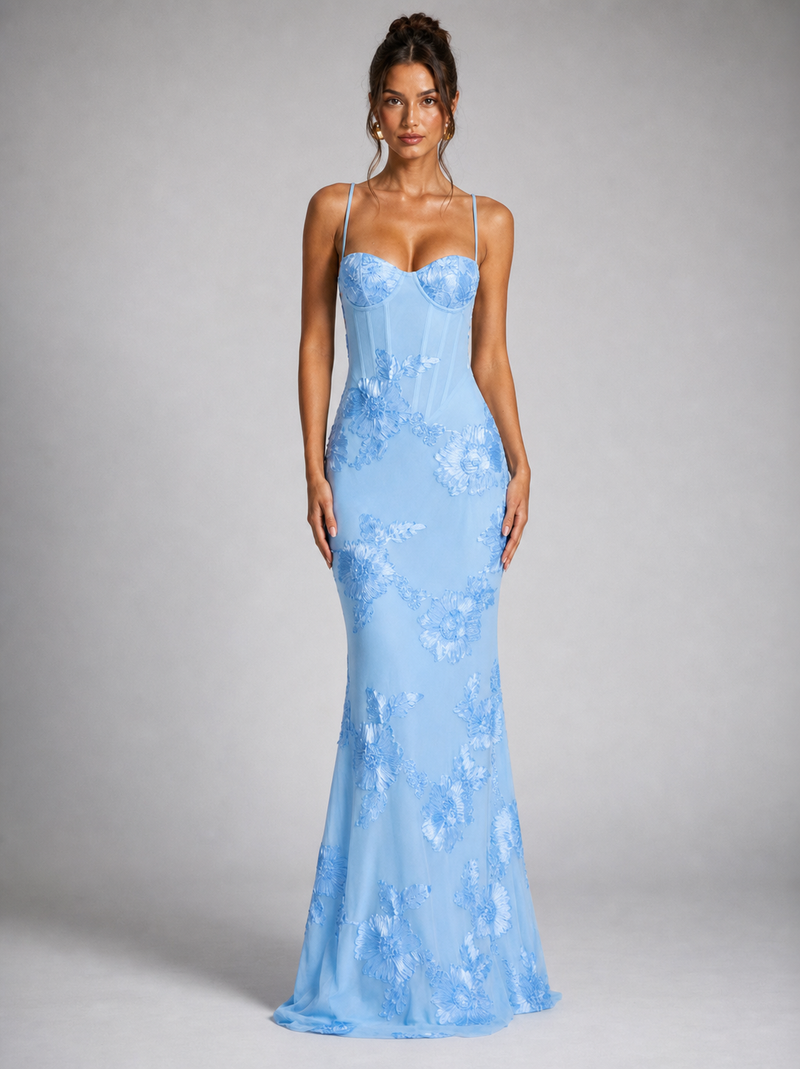 Salma Floral Corset Maxi Dress | Women's Embroidered Occasion Dress