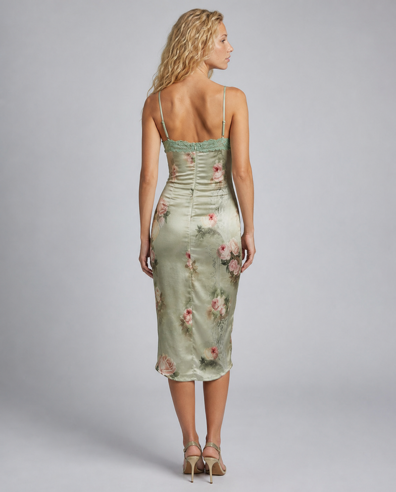 Isolde Floral Corset Midi Dress | Women's Strapless Occasion Dress