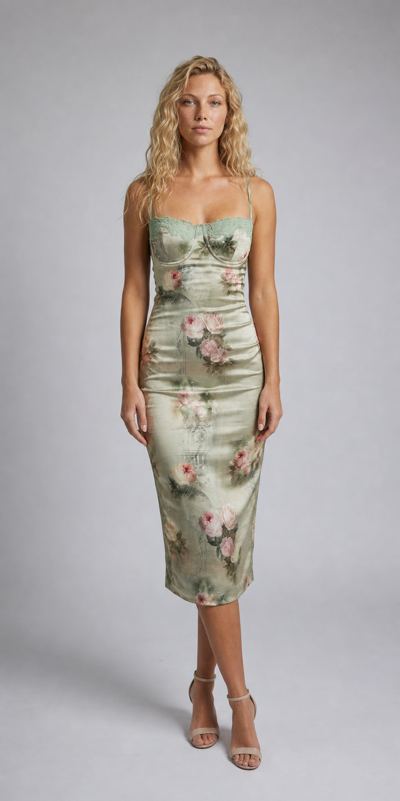 Isolde Floral Corset Midi Dress | Women's Strapless Occasion Dress