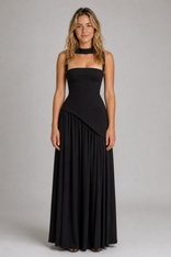 Elsin Slip Maxi Dress | Women's Streamlined Occasion Dress in Midnight