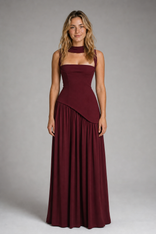 Elsin Slip Maxi Dress | Women's Streamlined Occasion Dress in Wine