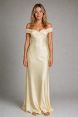 Florence Off-Shoulder Maxi Dress | Women's Wedding-Guest Dress in Yellow