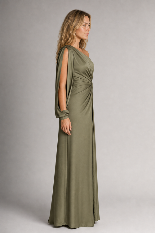 Valentina One-Shoulder Maxi Dress | Women's High-Slit Evening Gown