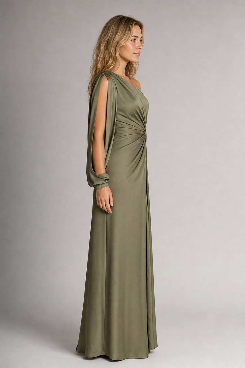 Valentina One-Shoulder Maxi Dress | Women's High-Slit Evening Gown
