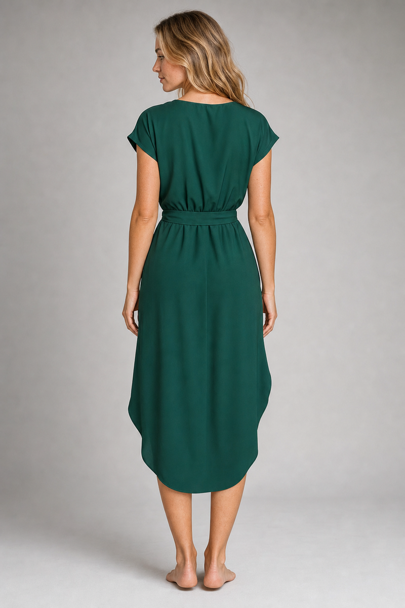Sienna Wrap Midi Dress | Women's Deep-V Tie-Waist Occasion Dress