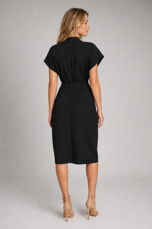 Chloe Wrap Midi Dress | Women's V-Neck Front-Slit Occasion Dress