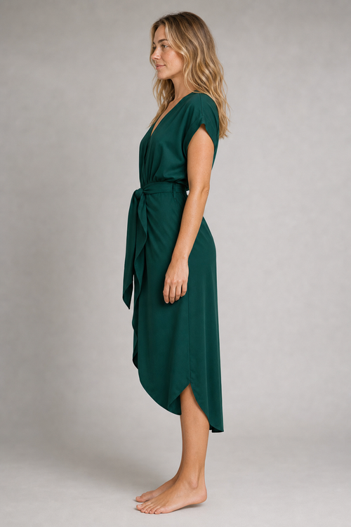 Sienna Wrap Midi Dress | Women's Deep-V Tie-Waist Occasion Dress
