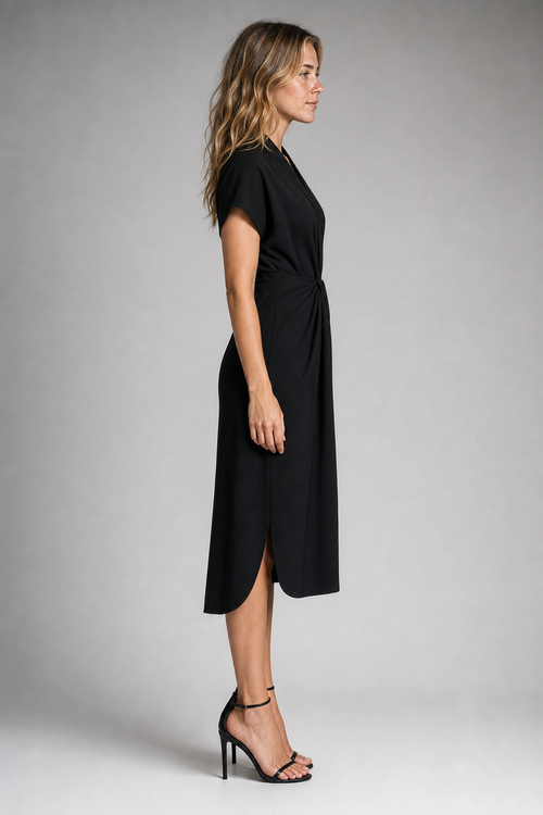 Chloe Wrap Midi Dress | Women's V-Neck Front-Slit Occasion Dress
