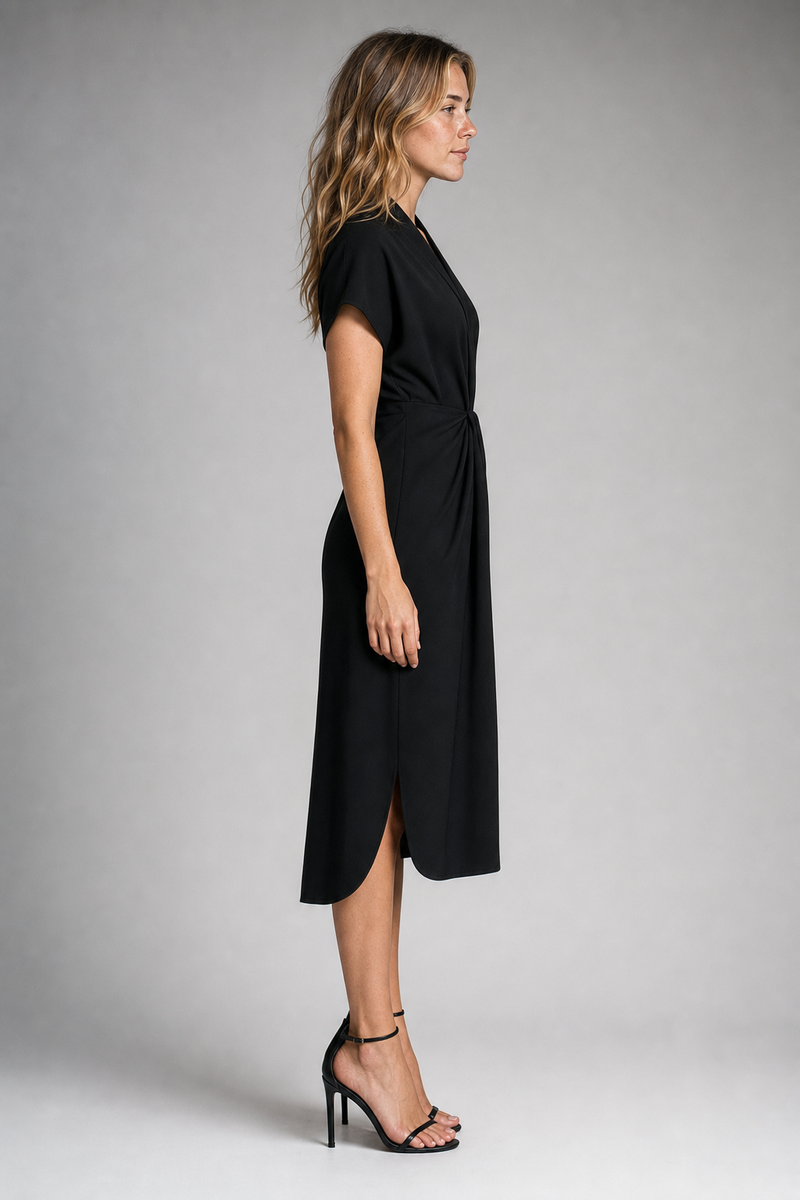 Chloe Wrap Midi Dress | Women's V-Neck Front-Slit Occasion Dress