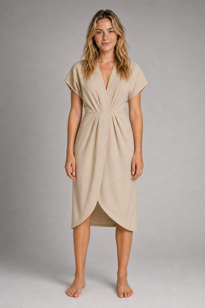 Chloe Wrap Midi Dress | Women's V-Neck Front-Slit Occasion Dress