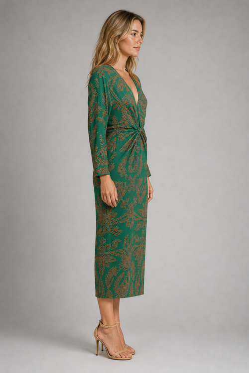 Briar Twist-Front Midi Dress | Women's Long-Sleeve Wedding-Guest Dress