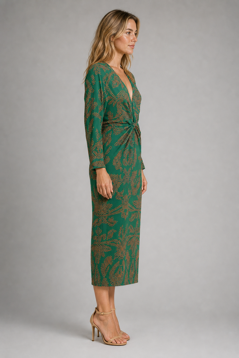 Briar Twist-Front Midi Dress | Women's Long-Sleeve Wedding-Guest Dress