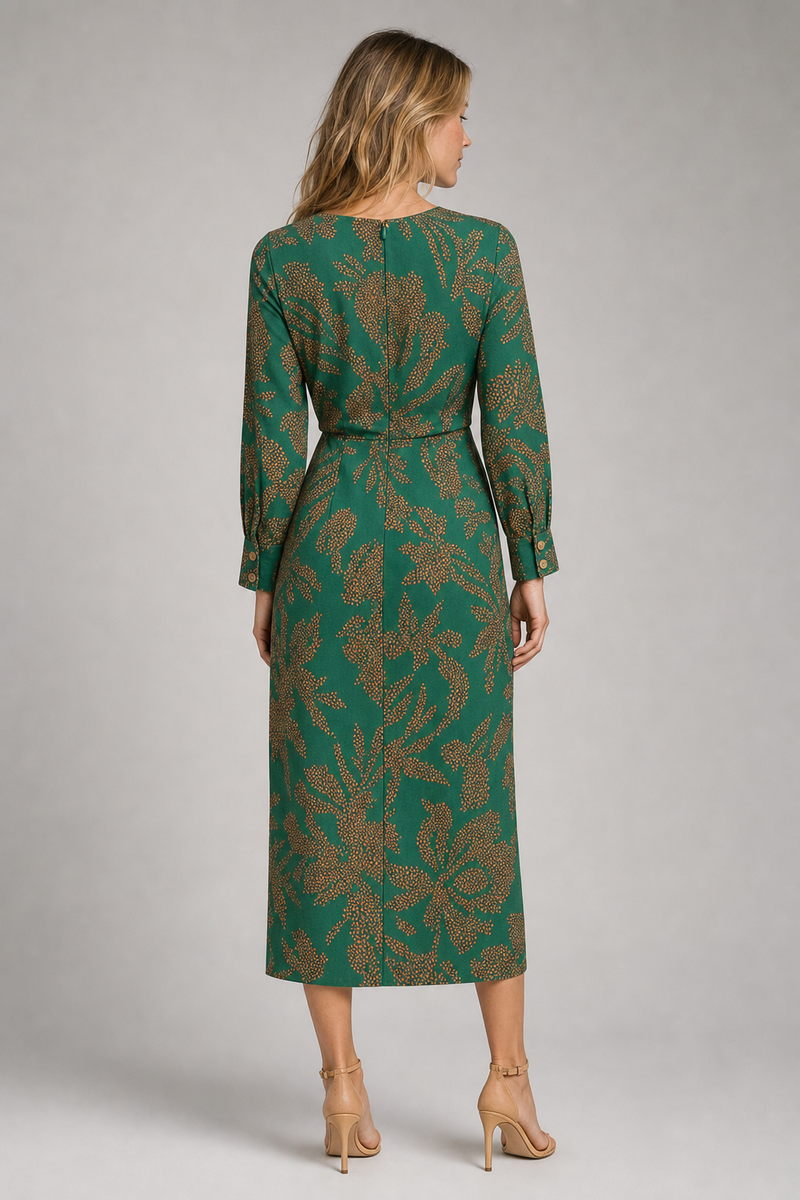 Briar Twist-Front Midi Dress | Women's Long-Sleeve Wedding-Guest Dress
