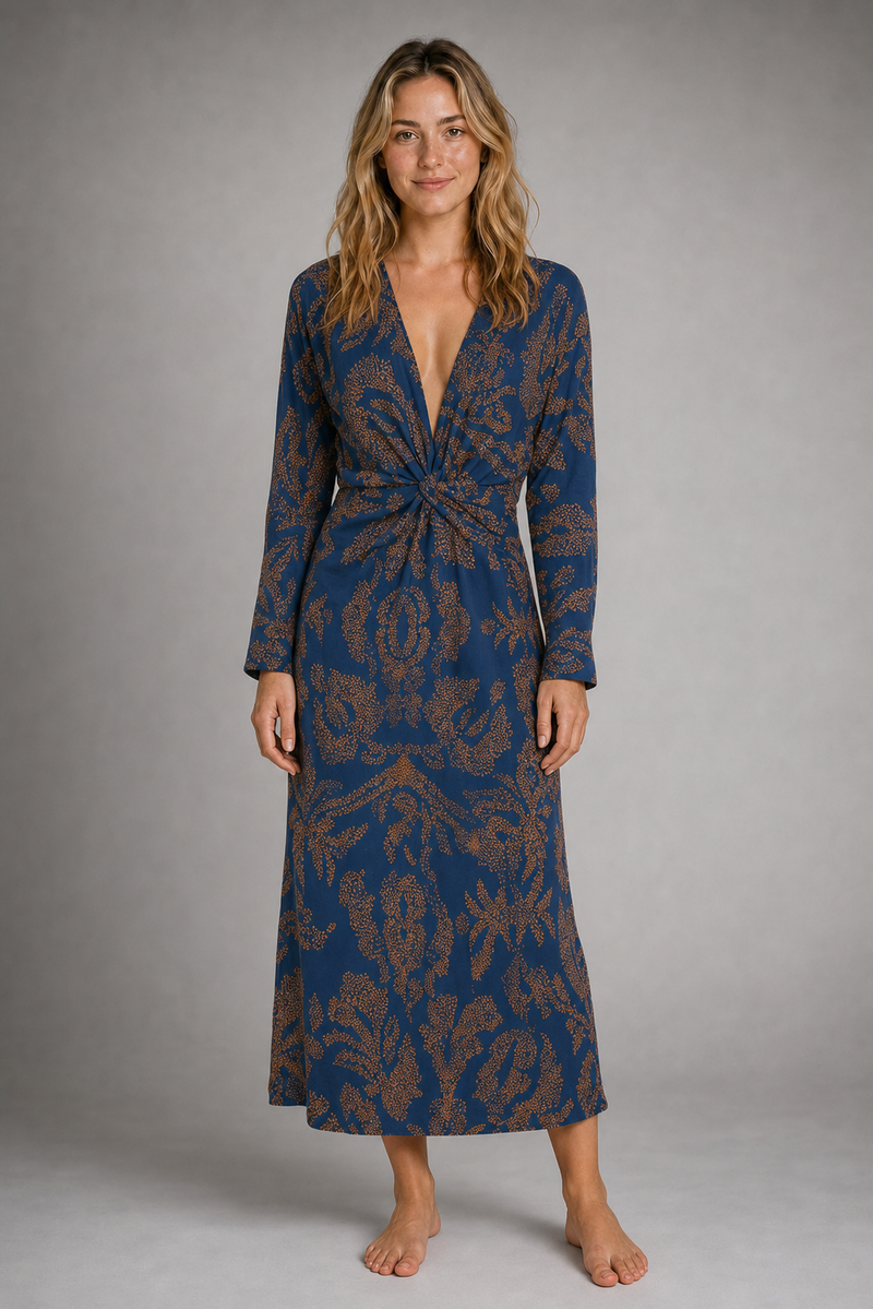 Briar Twist-Front Midi Dress | Women's Long-Sleeve Wedding-Guest Dress