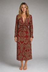 Briar Twist-Front Midi Dress | Women's Long-Sleeve Wedding-Guest Dress in Red
