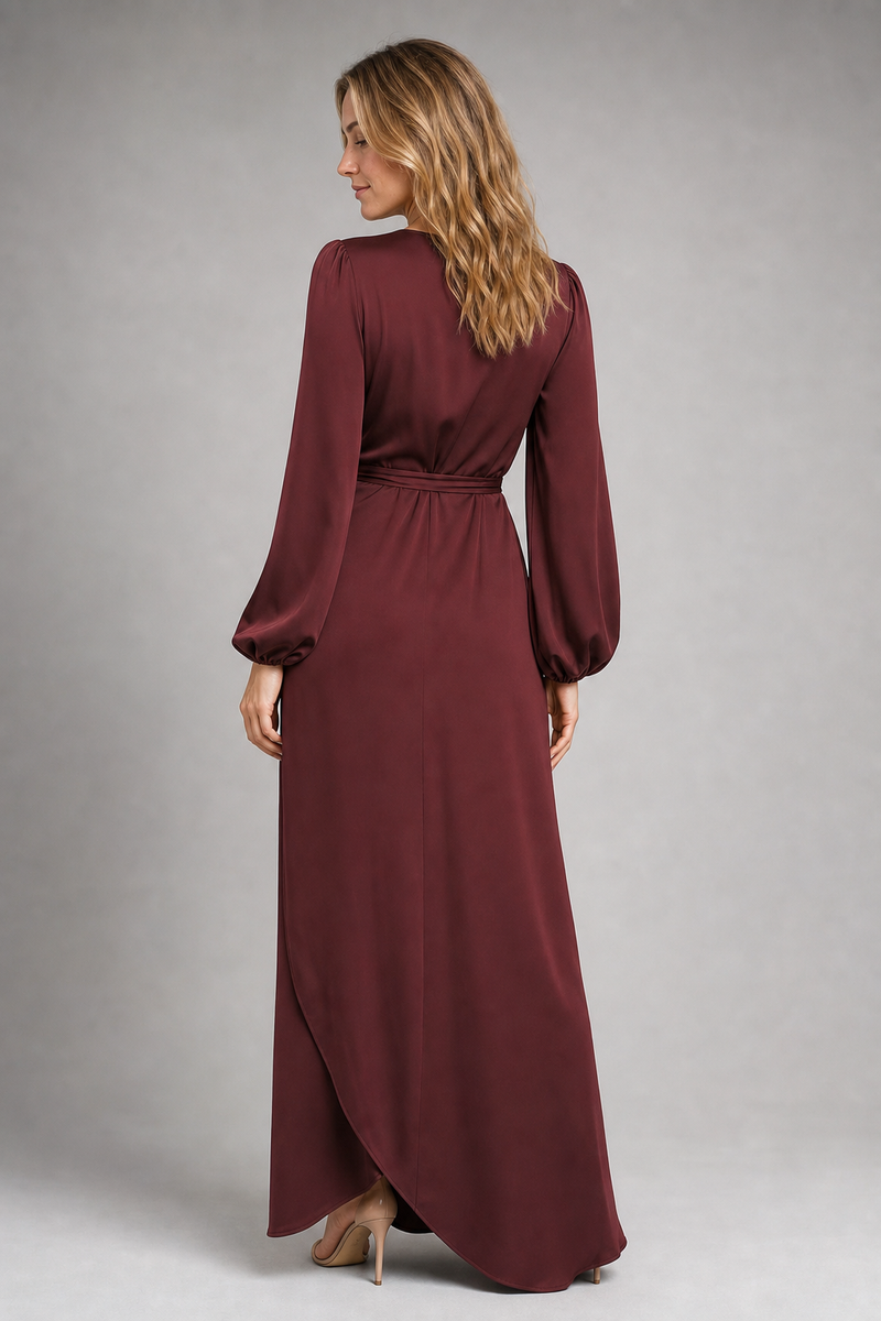 Myra Wrap Midi Dress | Women's Long-Sleeve Asymmetric Occasion Dress