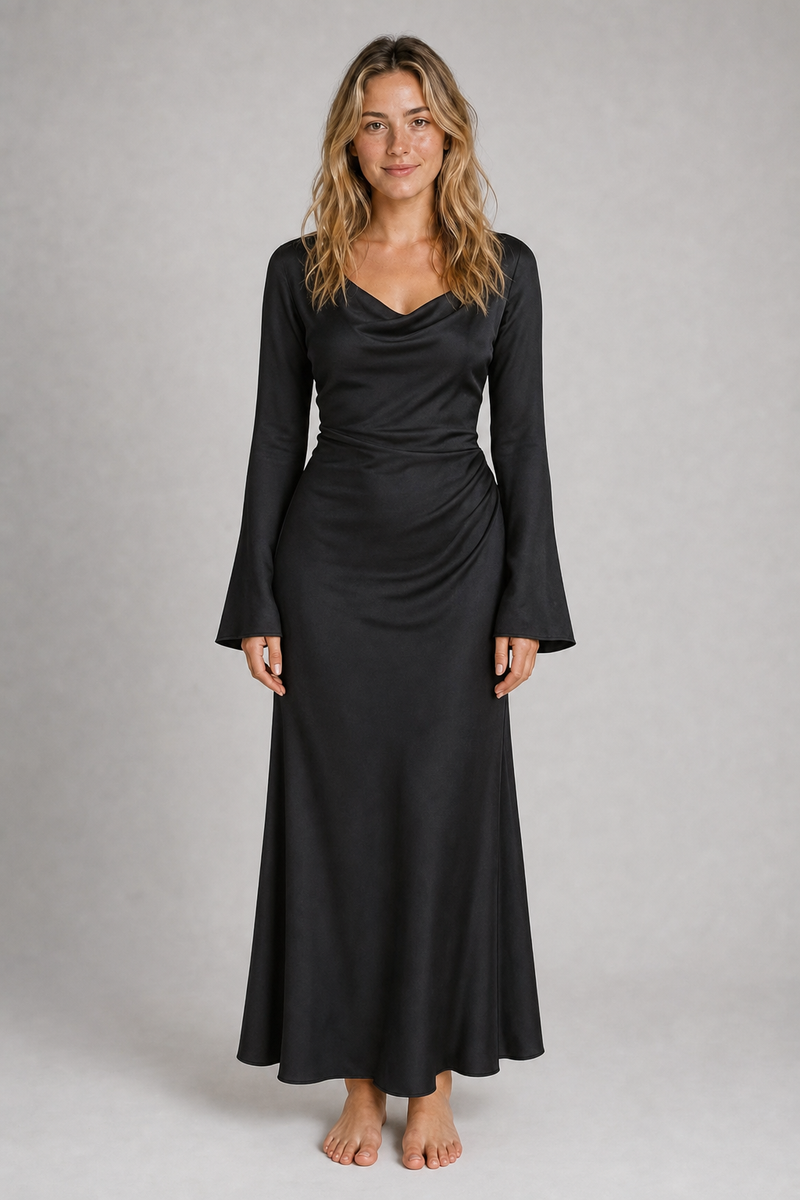 Cerys Tie-Waist Maxi Dress | Women's Long-Sleeve Wedding-Guest Dress