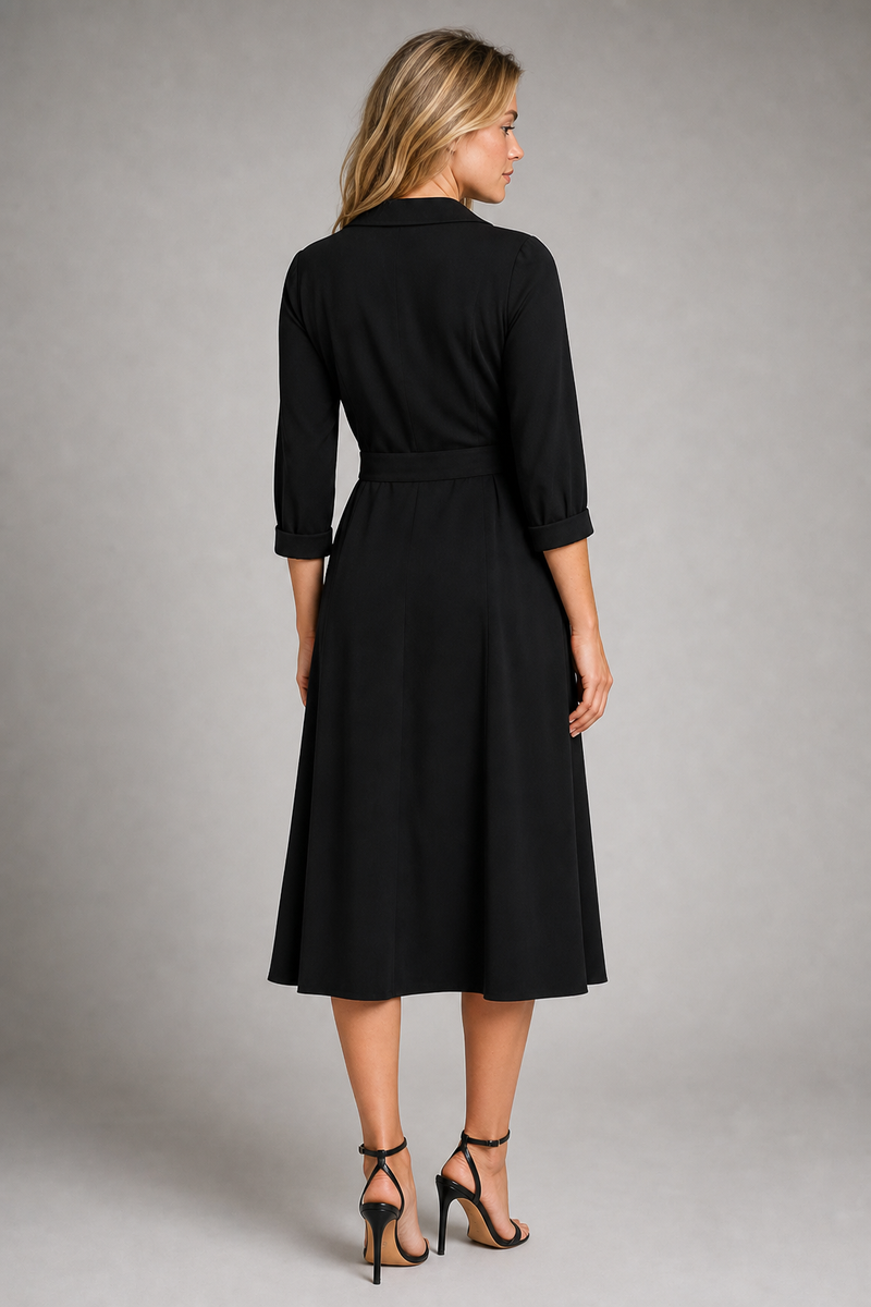 Marla Wrap Midi Dress | Women's Collared Tie-Waist Workwear Dress