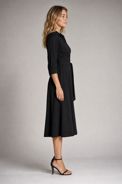 Marla Wrap Midi Dress | Women's Collared Tie-Waist Workwear Dress