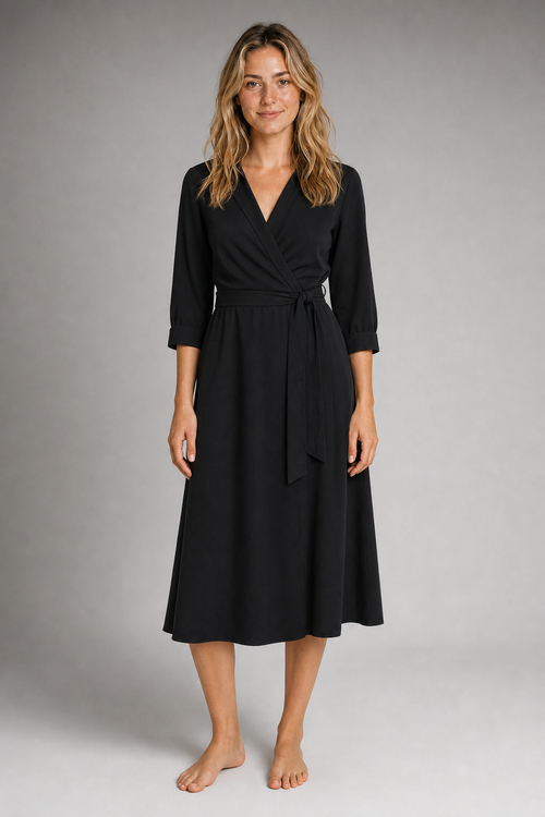 Marla Wrap Midi Dress | Women's Collared Tie-Waist Workwear Dress