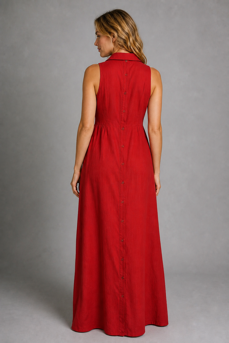 Lauren Shirt Maxi Dress | Women's Sleeveless Button-Front Dress