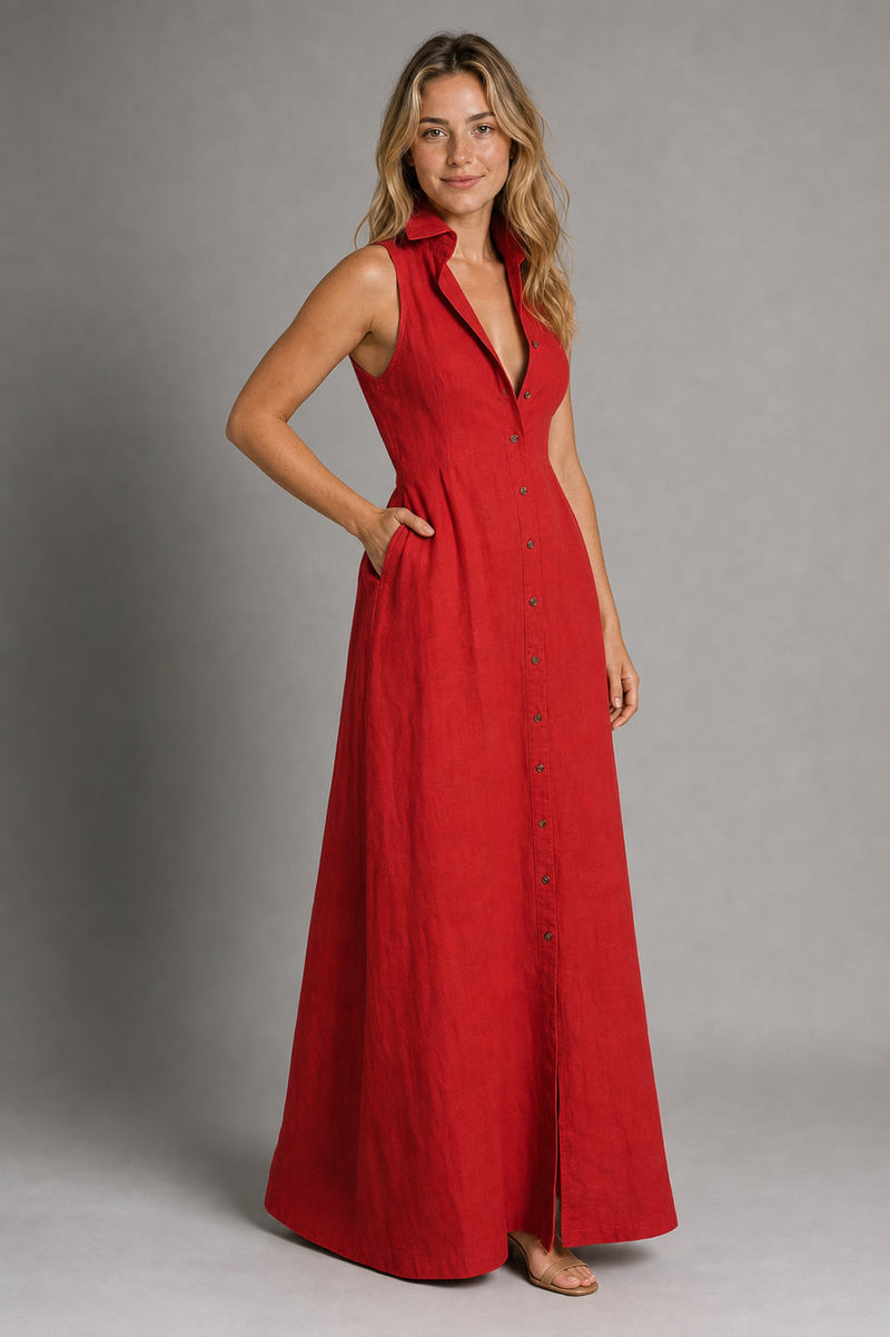 Lauren Shirt Maxi Dress | Women's Sleeveless Button-Front Dress