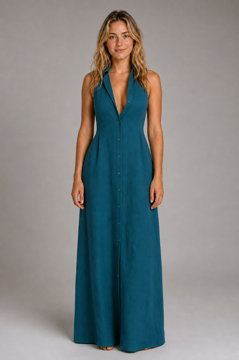 Lauren Shirt Maxi Dress | Women's Sleeveless Button-Front Dress